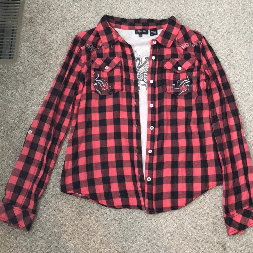 Peachy orange flannel western shirt
